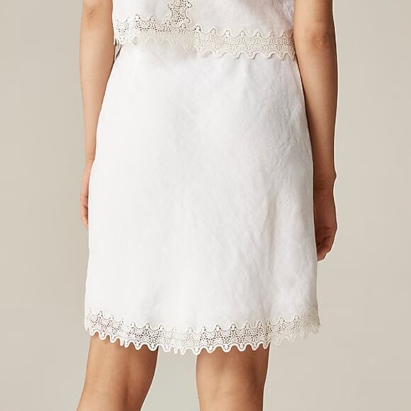 J. Crew Petite Gwen lace-trim slip skirt in linen Size Medium - Picture 2 of 11